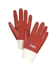Red PVC Chemical-Resistant Gloves, Smooth, 47 mil