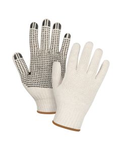 Lightweight Dotted String Knit Gloves, Poly/Cotton, 7 Gauge, Large