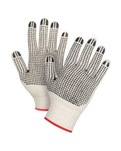 Heavyweight Dotted String Knit Gloves, 7 Gauge, Poly/Cotton, Small