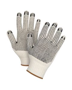 Heavyweight Dotted Poly/Cotton String Knit Gloves, 7 Gauge, Large