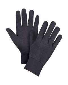 Brown Poly/Cotton Jersey Gloves, Large, Unlined, Knit Wrist