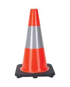 18" Orange PVC Traffic Cone with 6" Reflective Collar