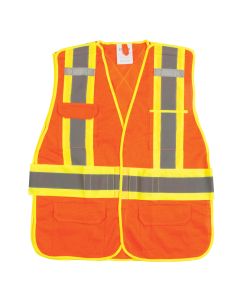CSA Compliant High Visibility Surveyor Vest, High Visibility Orange,Polyester — Supply Solution