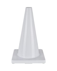 18" White PVC Traffic Cone - Flexible & Durable