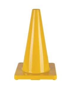 18-inch Yellow PVC Traffic Cone, Flexible & Durable