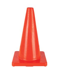 Cône de signalisation en PVC orange de 18 pouces, haute visibilité