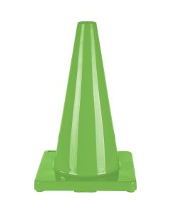 18" Green PVC Traffic Cone - Flexible & Durable