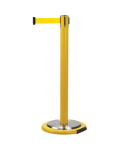 Steel Free-Standing Crowd Control Barrier, 35" H, Yellow Tape