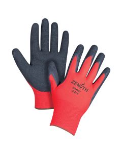 13 Gauge Polyester Crinkle Latex Coated Gloves, Black/Red - Small - Dozen (12 Pairs)