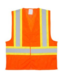 Traffic Safety Vest, High Visibility Orange, Large, Polyester — Supply Solution