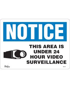 24 Hour Surveillance Sign - 10" x 14" English with Pictogram