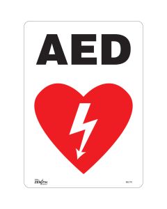 AED Sign - English with Pictogram, 14" x 10"
