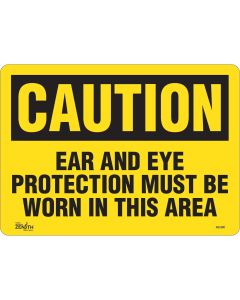 Ear and Eye Protection Required Sign, 10" x 14", English