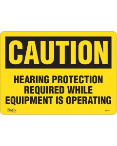 Hearing Protection Required Sign, 10" x 14", English Vinyl