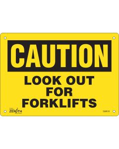 Look Out For Forklifts Sign, 7" x 10", Reflective Aluminum
