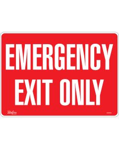 Emergency Exit Only Sign, 10" x 14", Adhesive Vinyl