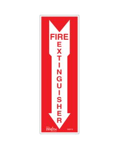 Fire Extinguisher Sign, 12" x 4", English with Pictogram