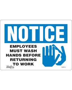 Employees Must Wash Hands Sign, 7" x 10", English/Pictogram