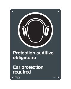 Ear Protection Required Sign, 14" x 10", Aluminum, Reflective