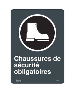 Mandatory Safety Footwear Sign, 14" x 10", French/Pictogram