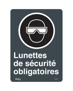 Mandatory Safety Glasses Sign, 14" x 10", French/Pictogram