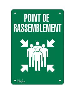 Assembly Point Sign, 20" x 14", French with Pictogram
