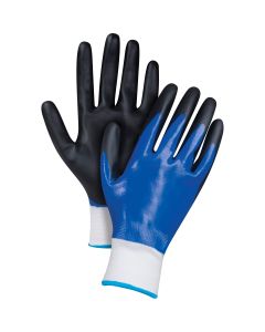 15 Gauge Nylon Foam Nitrile Gloves - Enhanced Grip, Black/Blue