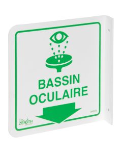 90° Projecting Eye Wash Sign, 8" x 8", Plastic, Pictogram