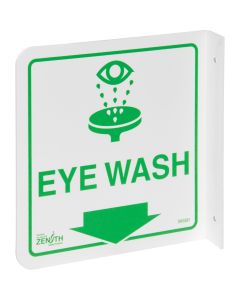90° Projecting Eye Wash Sign, 8" x 8", Plastic, English/Pictogram