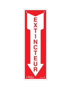 Fire Extinguisher Sign, 12" x 4", Aluminum, French/Pictogram