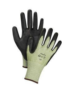 Eco-Friendly Seamless Cut-Resistant Gloves,13 Gauge, Polyurethane Coated, HPPE/RPET Shell, ASTM ANSI Level A4 — Gauge: 13, Sh