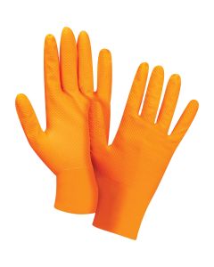 Heavyweight 8-mil Orange Nitrile Tactile Grip Gloves, Powder-Free