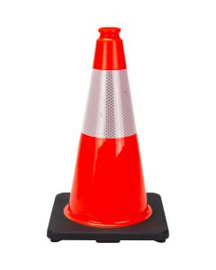 18" Orange PVC Traffic Cone with 6" Reflective Collar