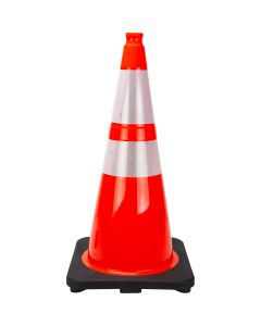 28" Orange PVC Traffic Cone with 4" & 6" Reflective Collars