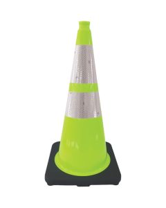 28" Lime Green PVC Traffic Cone with 3M Reflective Collars