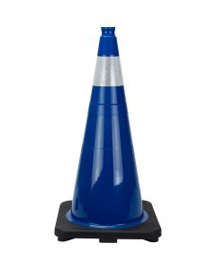 28" Blue PVC Traffic Cone with 4" Reflective Collar
