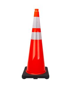36" Orange PVC Traffic Cone with Reflective Collars