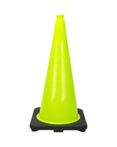 28" Premium PVC Traffic Cone, High-Visibility Lime Green