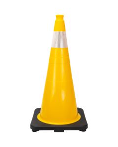 28" Yellow PVC Traffic Cone with 4" Reflective Collar