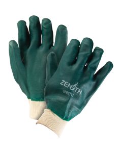 70-mil PVC Double Dipped Green Gloves, Cotton Lined