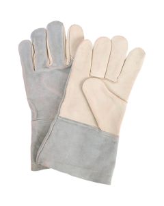 Standard-Duty Grain Cowhide Palm Work Gloves, Gauntlet Cuff