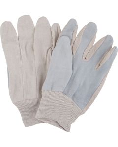 Standard-Duty Split Cowhide Palm Work Gloves, Knit Wrist