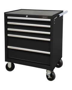 5-Drawer Industrial Tool Cart, 27" W, Black Steel