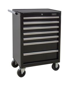 7-Drawer Industrial Tool Cart, 27" W, Black Steel