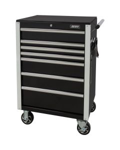 Heavy-Duty 7-Drawer 28"W Steel Tool Cart, Black