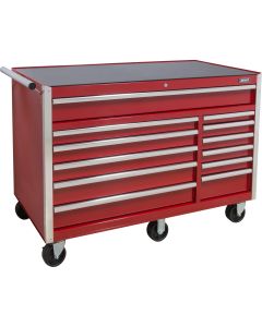 56" 12-Drawer Industrial Tool Cart, Red — No. Of Drawers: 12, Colour: Red, Overall Depth: 24-1/2" — Supply Solution