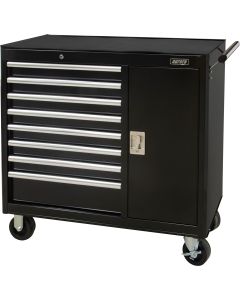 8-Drawer Industrial Tool Cart, 44.3" W, Black Steel
