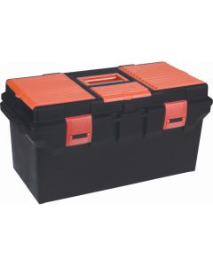 22" Black Heavy-Duty Plastic Tool Box with Tray & Organizers — Overall Depth: 11", Overall Height: 10-1/2", Overall Width: 22