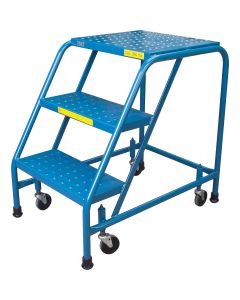 3-Step Rolling Steel Ladder, 18" Width, 28" Platform