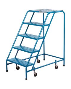 5-Step Rolling Steel Ladder, 18" Wide, 46" High